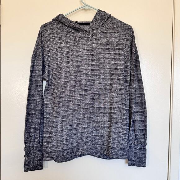 Lululemon Extra Mile Hoodie Running Luon Ringspun Denim Black White Size 6 - Picture 4 of 5